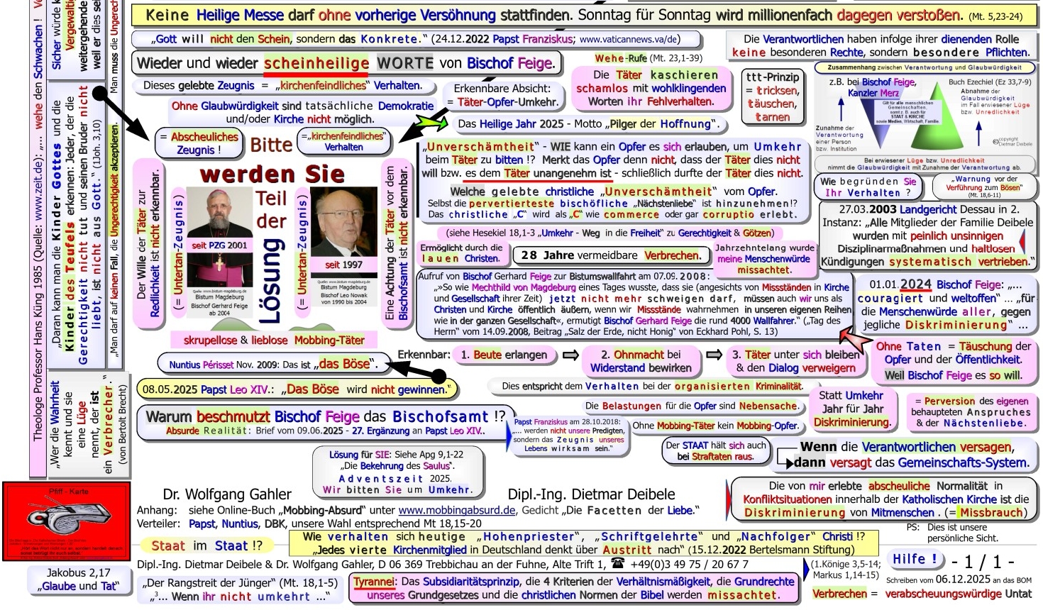 06.12.2025 90. Nachfrage an BOM - 28 Jahre Mobbing, Kirche Mobbing